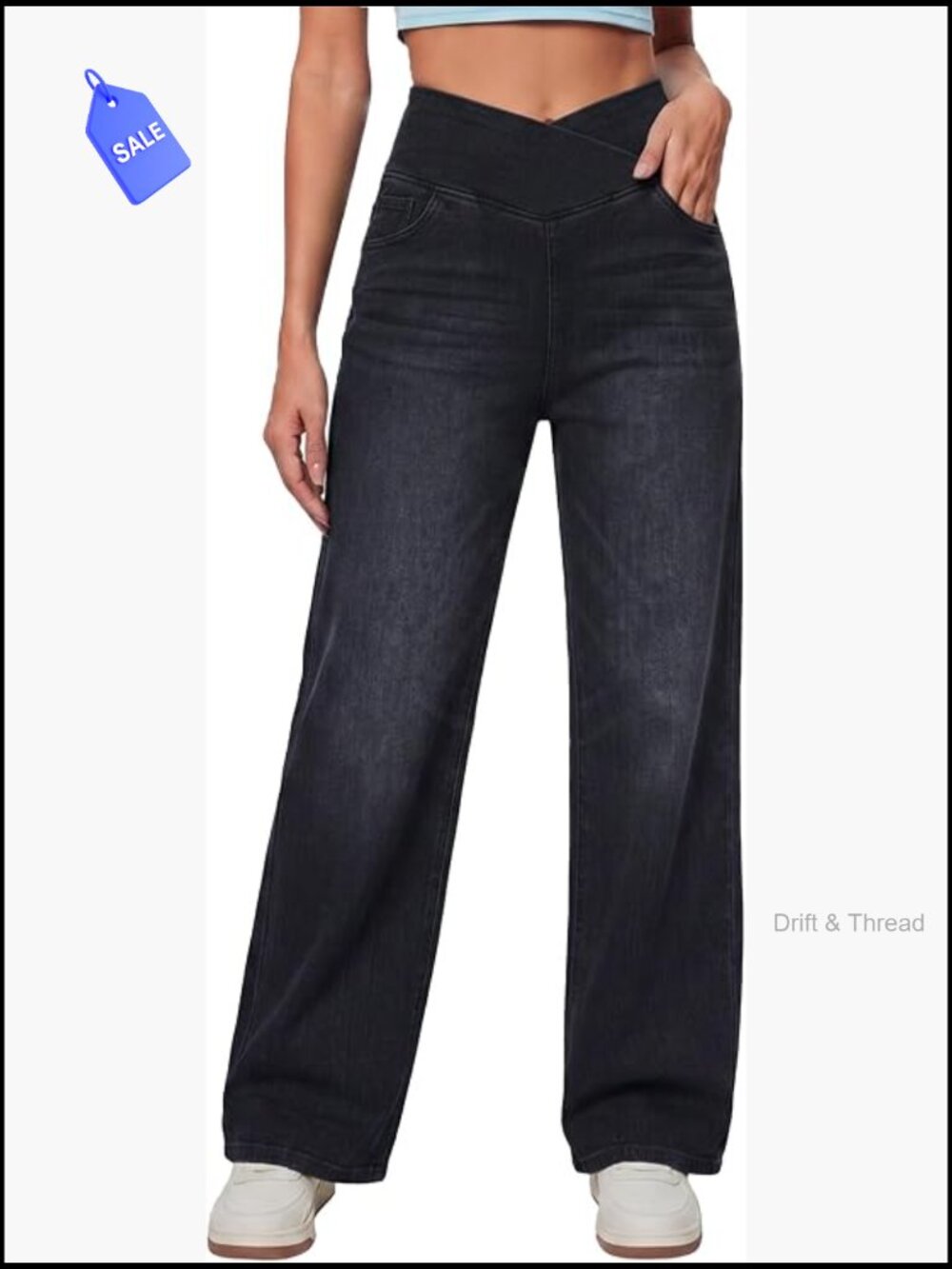 High Waisted Wide Leg Stretchy Denim Jeans Flare Pants with Pockets